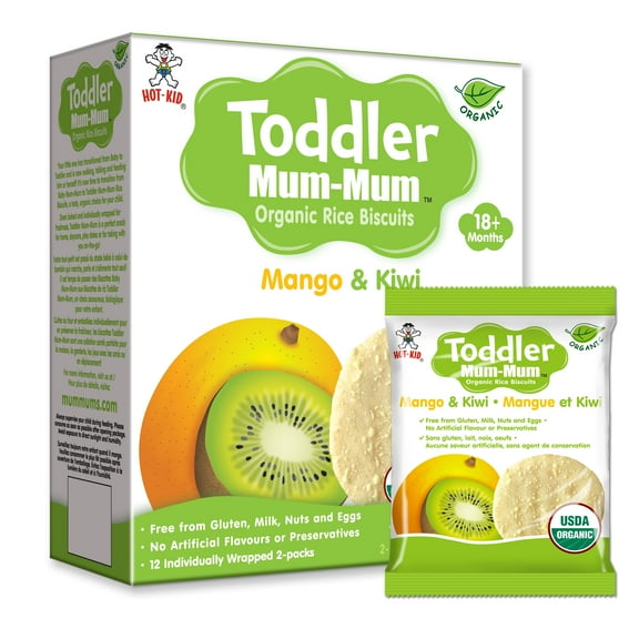 Toddler Mum-Mum Organic Mango & Kiwi Rice Biscuits - 1.76 Oz Box (6 Pack)