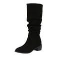 thumbnail image 2 of Yeahitch Womens Boots Mid Calf Low Heel Womens Winter Boots Round Toe Chunky Heel Warm Comfortable Tall Boots, 2 of 5