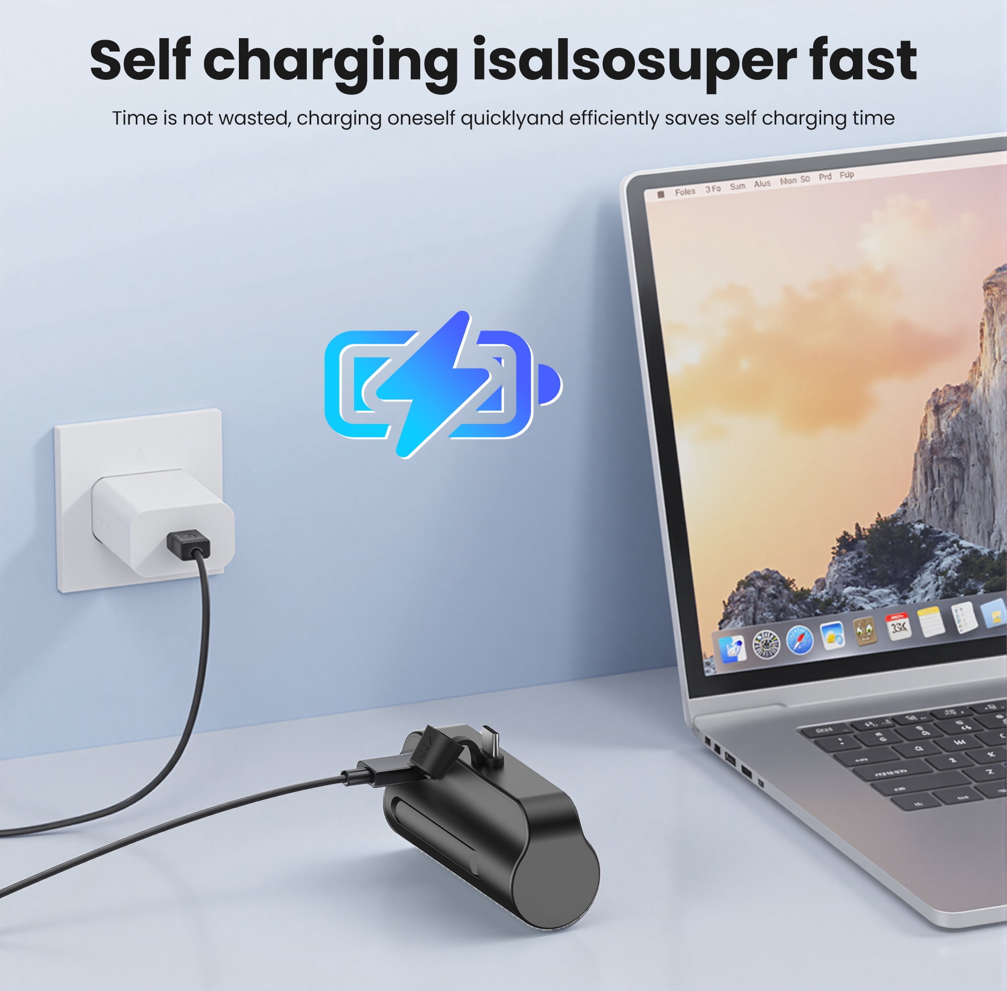 NIGOE Portable Charger USB C Power Bank 4500mAh Small Portable Phone Charger Android Compact Plug in Battery Pack Portable Compatible with iPhone 16, Galaxy, Moto, LG, Pixel, Black
