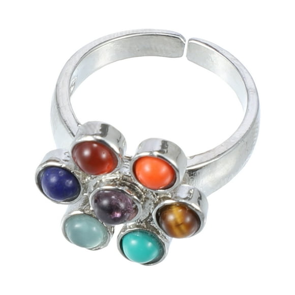 7 piedras de chakra, piedras de cristales naturales de imitación, para amantes del yoga, coleccionistas, anillo