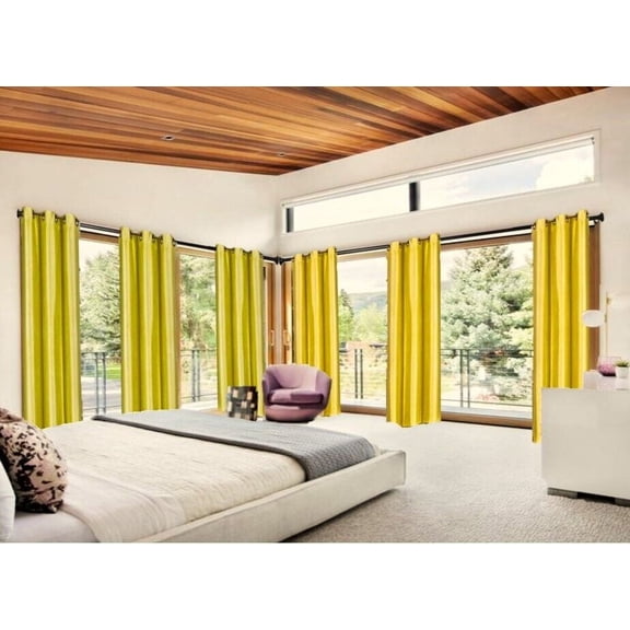 Adam Blackout Window Curtain Thermal Lined Drapes 1 Panel Yellow Color 108" Long With Top Grommets for Bedroom Home Décor