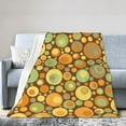 thumbnail image 1 of DouZhe Ultra-Soft Micro Fleece Lightweight Flannel Bed Blanket, Psychedelic Yellow Circles Rounds Print Cozy Warm Throw Blankets, 80"x60", 1 of 7
