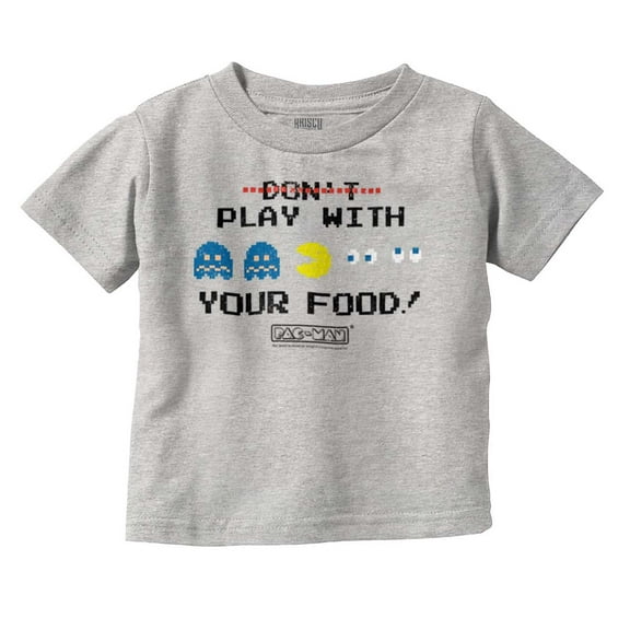Retro PACMAN Dont Play With Your Food Toddler Boy Girl T Shirt Infant Toddler Brisco Brands 12M