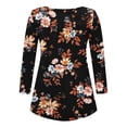 thumbnail image 6 of Henley Tunic Tops for Women Hide Belly Tunic Floral Print Blouse Front Pleated Shirts Long Sleeve Christmas Shirts Tops, 6 of 6
