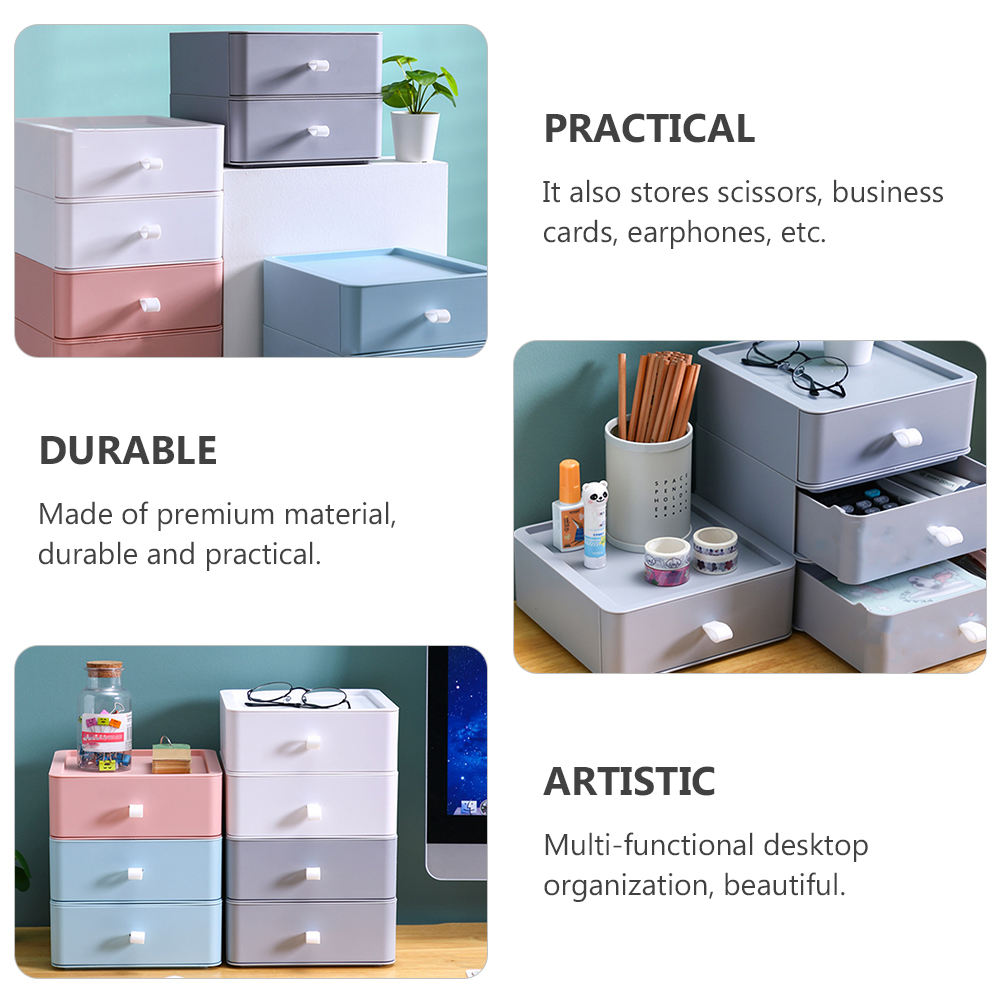 OFFIGAM Grey Plastic Desk Organizer with 3-Tier Storage for Home and Office, Multi-Functional Desktop Organizer, 1 Piece