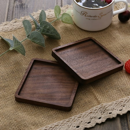 

Wooden Coaster Cups Placemat Black Walnut Wood Coaster Square 8.8*8.8cm