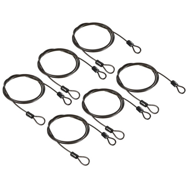 Uxcell Security Cable Coated Luggage Lock Wire Rope with Loop Gray 3.3ft
