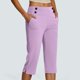 thumbnail image 1 of MKLEKYY Leggings Capris elásticos de cintura alta para mujer, para yoga, entrenamiento informal, pantalones capri, leggings rectos cortos, 1 of 5