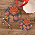 thumbnail image 2 of Partern Flowers Trivet Mats Pot Holders Cotton Woven Non-Slip Heat Resistant for Hot Pots Pans Pats for Cooking Baking Set of 2, 2 of 7