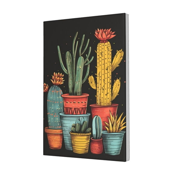 12x18 inch Garden Decor Potted Plant Cactus Canvas Painting Wall Art,Bedroom,Garden,Study,Office Wall Art Decor Paintings Canvas,Modern Style Cactus Potted Plant Decoration Posters & Prints