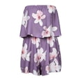 thumbnail image 4 of HCYSFG Womens Floral Rompers Bandeau Strapless Tube Top Summer Beach Elastic High Waist Jumpsuits Wide Leg Shorts Pocket One Piece Casual Playsuits, 4 of 4