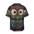 thumbnail image 2 of Balery Boho Owl Men's Casual Button Down Shirt Short Sleeve Textured Summer Cuban Beach Shirts-XX-Large, 2 of 7