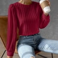 thumbnail image 4 of Timegard Hauts pour Femmes Blouse à Manches Longues Bouffantes Col Ras du Cou Chic Décontractée Ample Confortable Hauts Mode d'Automne, 4 of 9