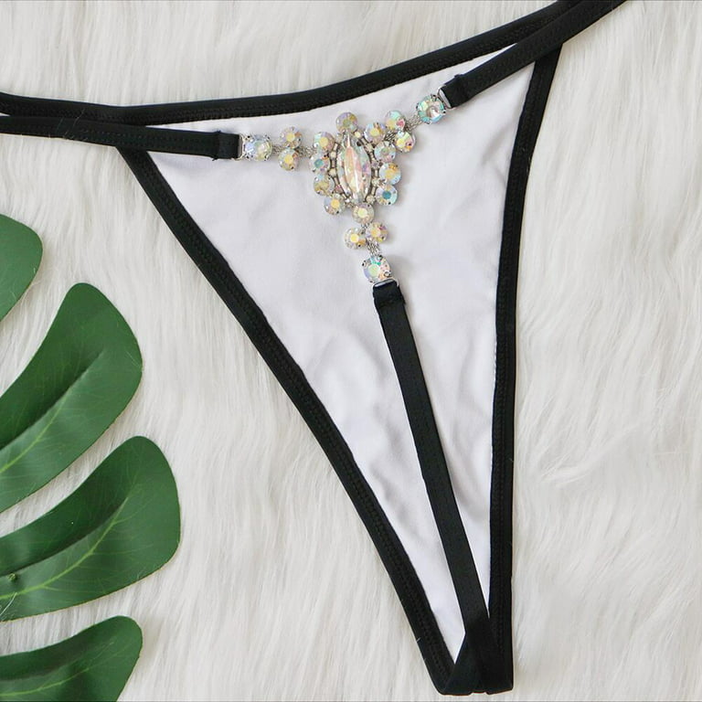 Odeerbi Thong Bikini Swimsuit for Women 2024 Erogenous Crystal