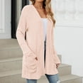 thumbnail image 5 of BXINGOHAI Solid Cardigan for Women Brushed Stripe Long Sleeve Coat Loose Open Front Sweater Fall Winter Casual Outdoor Coats With Pockets Pink,M, 5 of 6