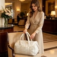 thumbnail image 3 of Tanyzvel Pastel Floral Quilted Weekender Bag for Women, Carry On Gym Overnight Duffle Tote with Multi Storage Pockets, 3 of 5