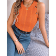 thumbnail image 4 of Camiseta Sin Mangas de Verano para Mujer, Estilo Suéter Informal de Punto Holgado, Acanalado, Sin Mangas Color Naranja S, 4 of 9