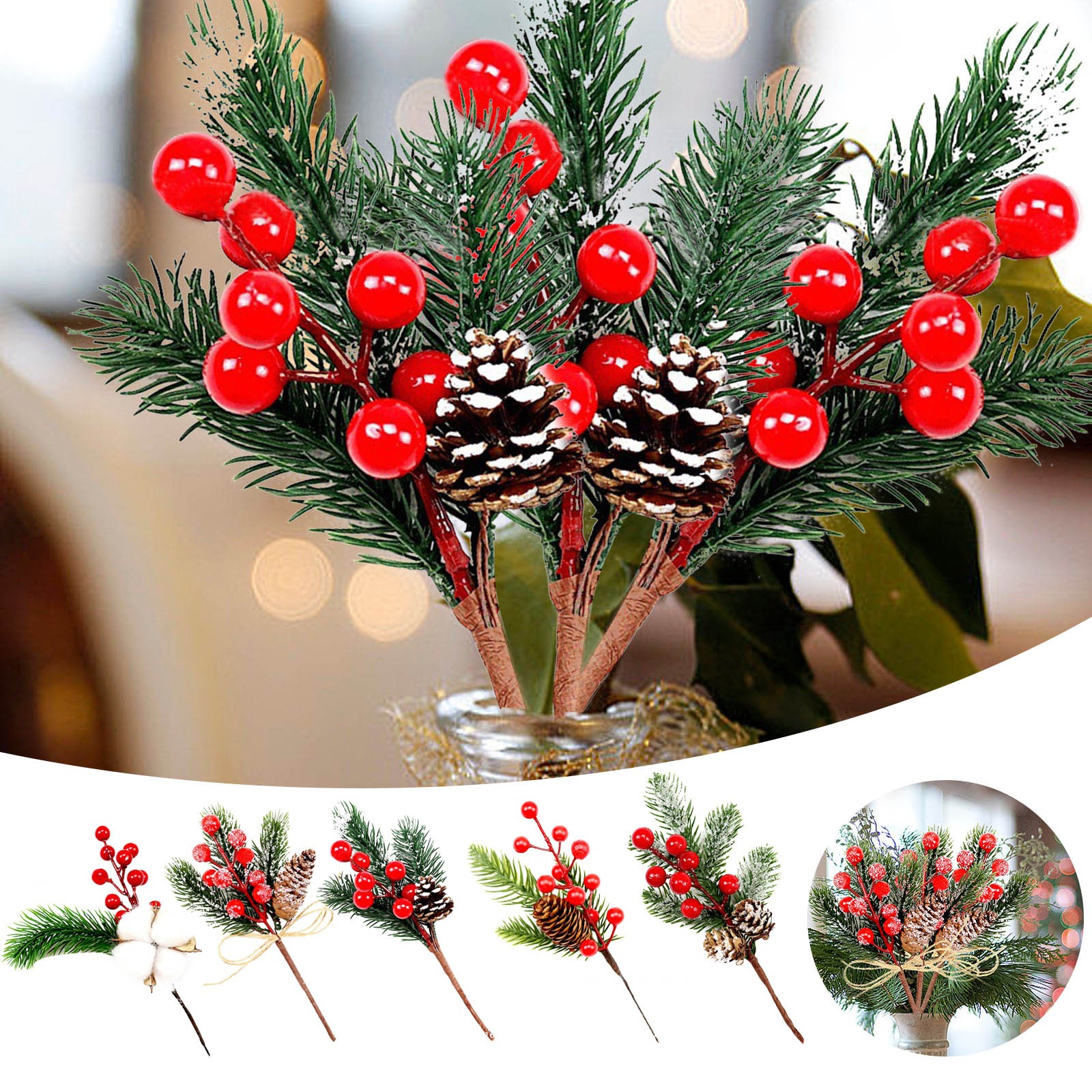 6 Branches De Baies Artificielles Bleues - Décorations Festives Pour Couronnes, Centres De Table, Murs - Taille Environ 25 Cm