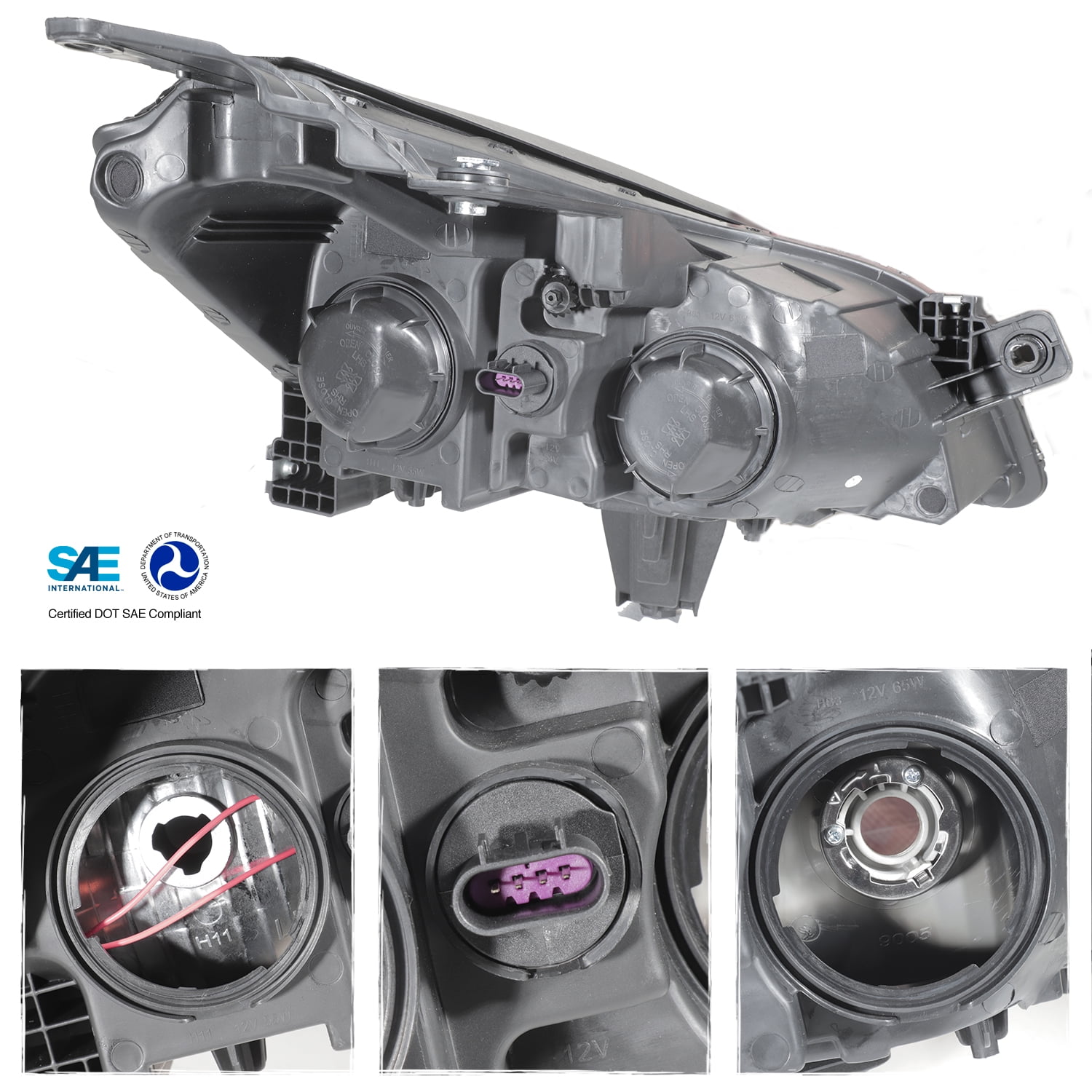 AKKON - Fits 2009 2010 2011 2012 Chevy Traverse Headlights Headlamps Direct Replacement Set