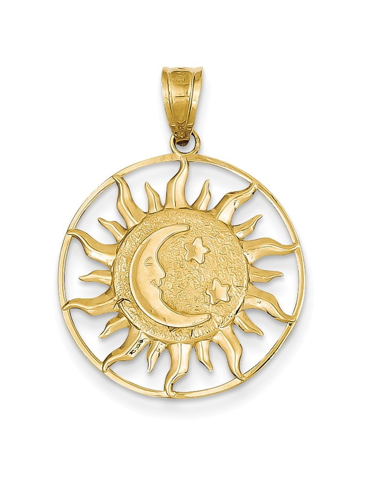 14k Yellow Gold Sun Moon Stars Charm 