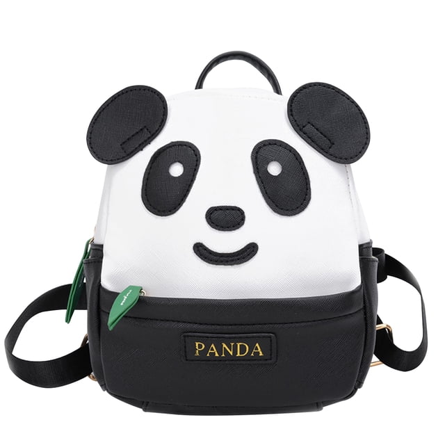 Mochila de viaje con diseño de panda de dibujos animados, bolso escolar, bolso de hombro para niños y niñas (tamaño pequeño, negro)