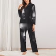 thumbnail image 2 of Yiaed Mystical Masked Figure Monochrome Print Pajamas Women's Long Sleeve Sleepwear Soft Button Down Loungewear Pjs Lounge Set Nightwear Womens Pajama Pants-X-Large, 2 of 7