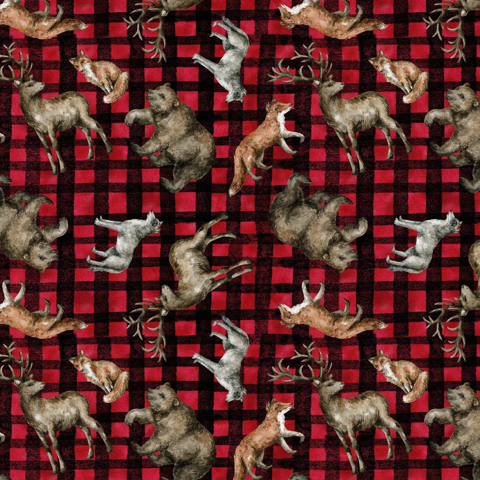 Fabric Editions 36" x 42" Cotton Animal Plaid 1 Yard Precut Sewing & Craft Fabric, Multicolor 1 Piece
