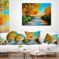 thumbnail image 4 of Designart Autumn Forest with Colorful River - Landscape Printed Throw Pillow - 16x16, 4 of 5