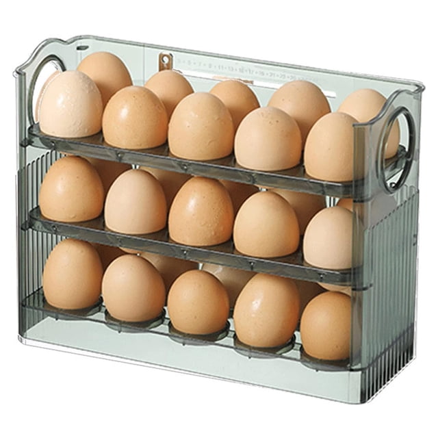 Organizador de huevos transparente vertical para almacenamiento en refrigerador grande, color verde