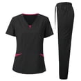 thumbnail image 3 of LYMAYTER Ensemble d'Uniforme d'Infirmière pour Femmes Manches Courtes Ultra Doux Contraste avec Poche pour Uniforme Médical S-2TG, 3 of 5