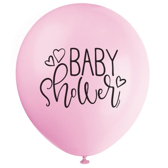 Unique Industries Latex 16" Pink Baby Shower Balloons, 8 Count