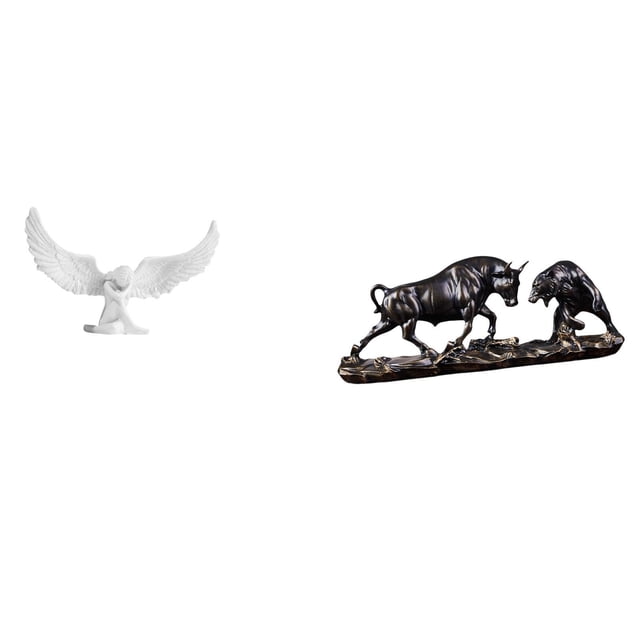 Escultura de oso toro alado de resina, figura de animal angelical Feng Shui moderna para decoración de escritorio de oficina y inauguración de la casa