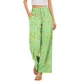thumbnail image 2 of Delayuji Women's Wide Leg Pants Printed Summer Casual Palazzo Pants Drawstring Loose Fashion with Button High Elastic Waisted Pants Trousers With Pockets, 2 of 6