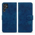 thumbnail image 6 of Allytech Wallet Case for Galaxy S22 Ultra, Synthetic Leather ID Cash Credit Card Slots Holder Embossed Clover Patterned PU Leather Kickstand For Samsung S22 Ultra 5G 6.8" 2022, Blue, 6 of 6