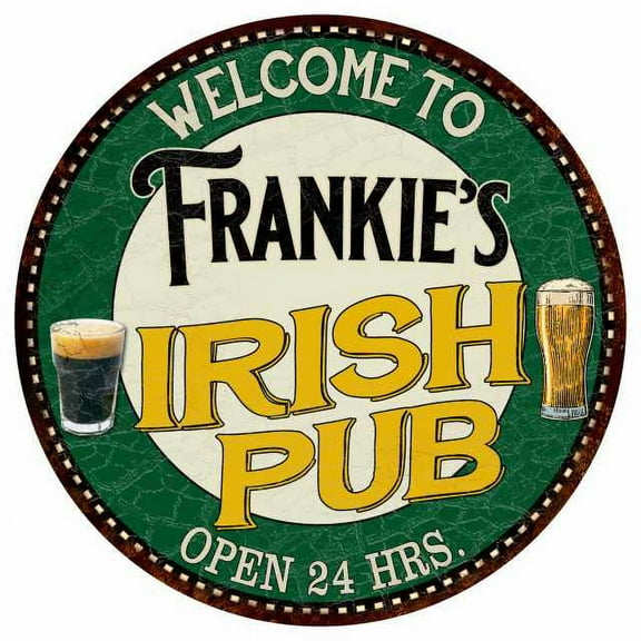 Frankie's Irish Pub 14" Round Metal Sign Kitchen Bar Wall Decor 100140036402