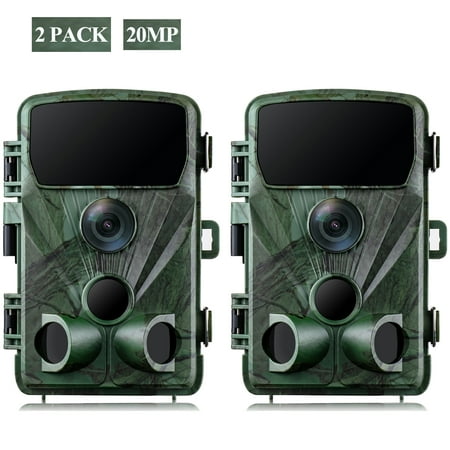 CAMPARK Trail Camera 20MP 1080P Hunting Game Camera with Night Vision Motion Activated Waterproof 3 PIR Sensors 120°Motion Detection Trail Cam for Hunting Wildlife Monitoring