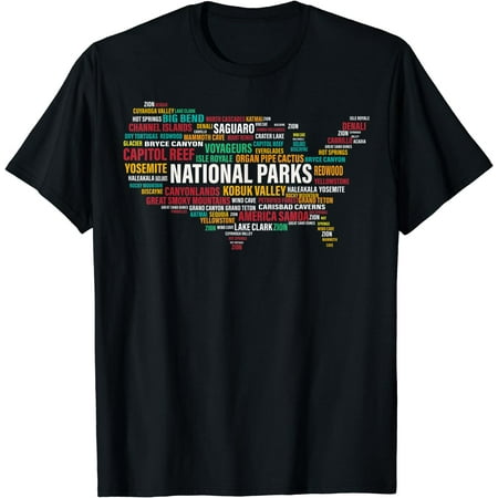 National Parks - US National Park Word Cloud Map T-Shirt