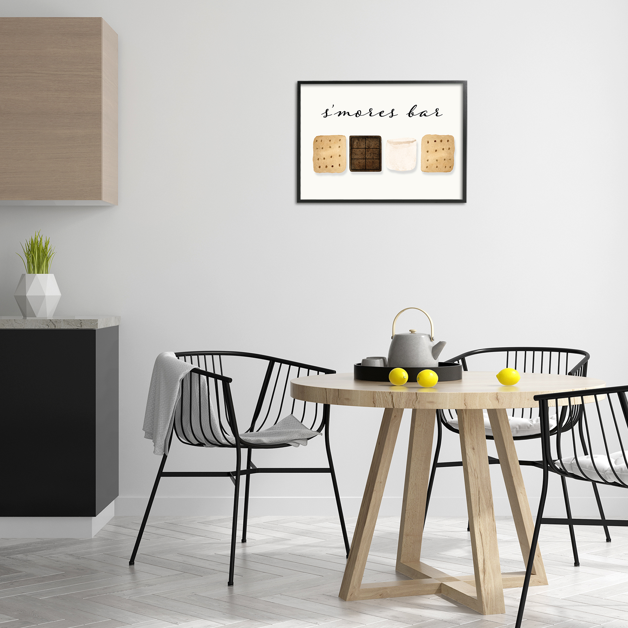 Stupell Industries S'mores Bar Ingredients Food & Beverage Painting Black Framed Art Print Wall Art, 24 x 16