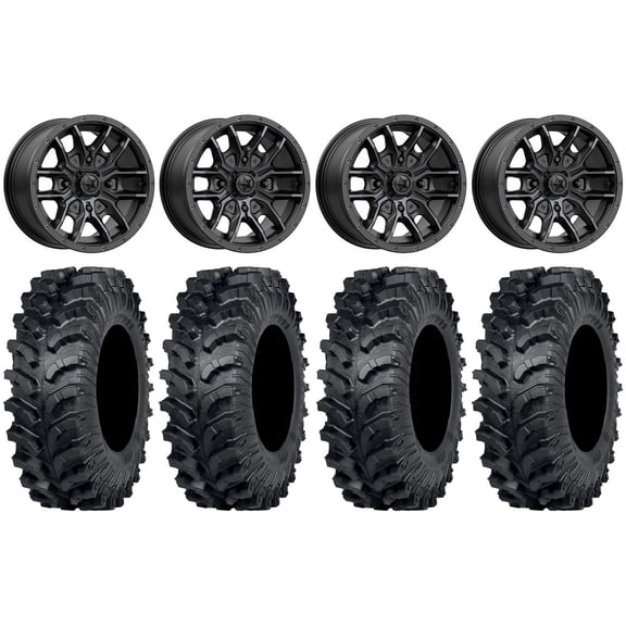 MSA Fang 15" Wheels Black ( 38mm) 32" MT911 Tires Kawasaki Teryx Mule