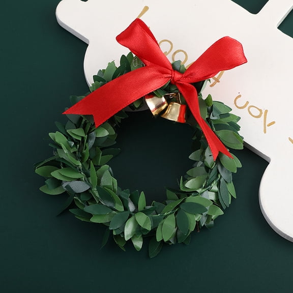 LOLIPPYY Green Plastic Wreath with Bow Bell Hanging Ornaments 6 Pieces