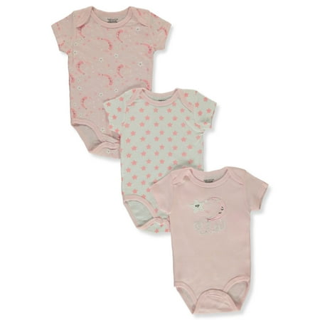 

Sweet & Soft Baby Girls 3-Pack Starcloud Bodysuits - blush/multi 6 - 9 months (Newborn)
