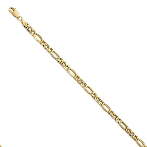 14k Or Jaune 4.40mm Chaîne de Figaro Semi-Solide
