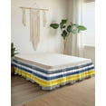 thumbnail image 2 of Abstract Stripe Bed Skirt Queen Size 18" Drop Blue Yellow Grey Gradient Abstract Retro Ruffled Wrap Around Bed Skirts Adjustable Elastic Bedskirt Dust Ruffle for Queen Size Bed, 2 of 7