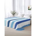 thumbnail image 5 of Geometric Stripe Twim XL Size Flat Sheet, Wrinkleproof & Fadeproof Cooling Flat Bed Sheet Only, Ombre Farmhouse Blue Vertical Striped Breathable Soft Bedding Top Sheets 66 x 102 Inches, 5 of 8