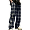 thumbnail image 2 of NTACZA Plaid Pants for Men Blue Lounge Wide Leg Pjs Pants Baggy Lightweight Loose Fit Pajama Pants Trendy Mens Trousers M, 2 of 5