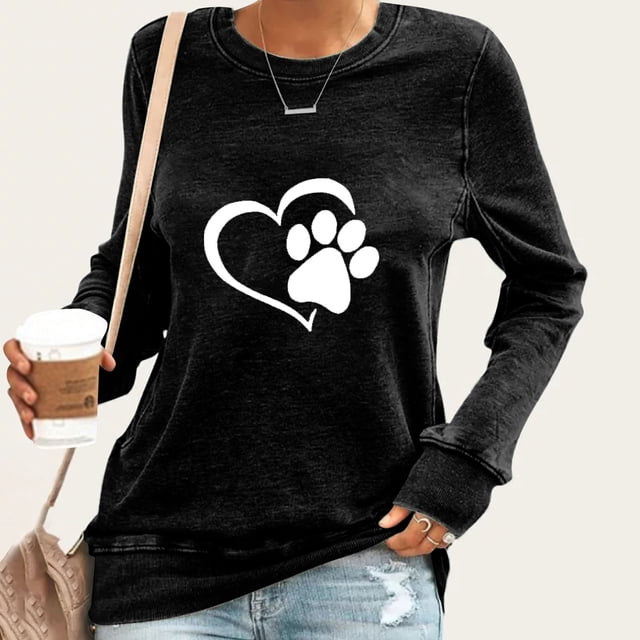 ICHUANYI Liquidación Moda Mujer Cuello Redondo Manga Larga Camiseta Impresión Blusa Tops Sudadera ICHUANYI WER202308233483