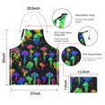 thumbnail image 7 of Rainbow Mushroom Neon Black Pattern Apron-Garden Aprons for Women with Pockets-Cotton Linen Waterproof Kitchen Cooking Gardening Aprons Adjustable for Kitchen,Cooking,BBQ and Salon 33x27 Inch, 7 of 7