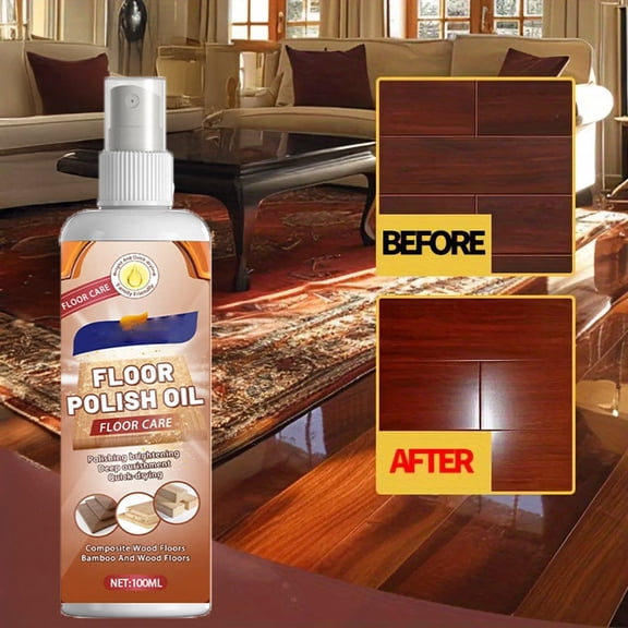 Beeswax Floor Polish and Restorer for Hardwood, 3.4 fl oz Non-Slip Shine for Wood Furniture and Laminate, Includes Microfiber Towel for Easy Application