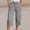 Gray, variant on Double Layer Crinkle Linen Blend Capri Pants, Drawstring Elastic Waist Split Cuff Hem Side Pockets Summer Loose Fit Bottoms Army Green M