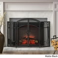 thumbnail image 3 of Christopher Knight Home Darlene Modern Iron Folding Fireplace Screen with Door and Tools, Matte Black, 3 of 7